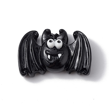 Halloween Theme Opaque Resin Cabochons, Black, Bat Pattern, 18x27x7.5mm