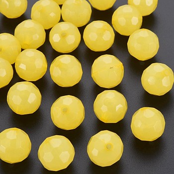 Imitation Jelly Acrylic Beads, Faceted, Round, Yellow, 16.5x16mm, Hole: 2.5mm, about 288pcs/500g