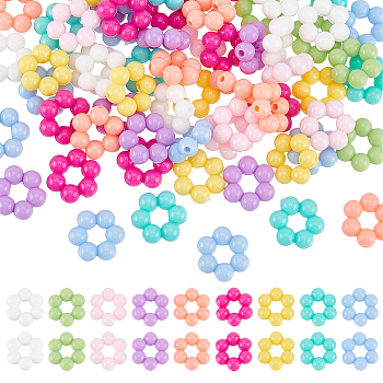 Elite 72Pcs 9 Colors Plastic Beads, for Earring Making, Flower, Mixed Color, 15.5x17x6mm, Hole: 2mm, 8pcs/color