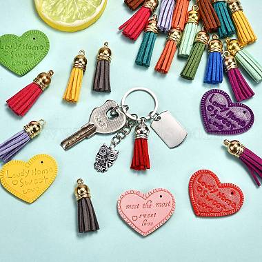 20Stück 10 Farben Herz mit Wort Lovdy Home Sweet Love Anhänger aus PU-Leder(FIND-SZ0001-66)-3