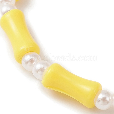6Pcs 6 Color Bamboo Stick Acrylic & ABS Plastic Pearl Beaded Stretch Bracelets Set(BJEW-JB09550)-3