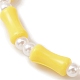 6Pcs 6 Color Bamboo Stick Acrylic & ABS Plastic Pearl Beaded Stretch Bracelets Set(BJEW-JB09550)-3