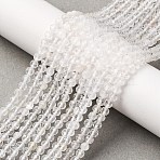 Natural Quartz Crystal Beads Strands, Faceted, Rock Crystal Round Beads, 4mm, Hole: 0.7mm, about 91~93pcs/strand, 15.35~15.51 inch(39~39.4cm)(X-G-C226-B05-4mm)
