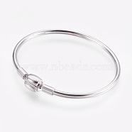 304 Stainless Steel European Style Bangle Making, with Clasps, Stainless Steel Color, 1-7/8 inch(4.7cm)x2-1/4 inch(5.6cm), 3mm(BJEW-F167-03P-B)
