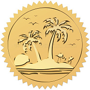 Self Adhesive Gold Foil Embossed Stickers, Medal Decoration Sticker, Coconut Tree, 5x5cm(DIY-WH0575-057)