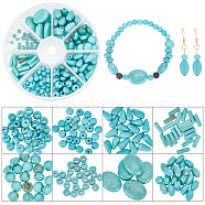 185Pcs 8 Styles Synthetic Turquoise Dyed Beads Strands, Oval & Column & Round, Mixed Shaqes, 4~20x2~7mm, Hole: 1mm(TURQ-AR0001-37)