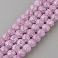 Synthetic Crackle Quartz Beads Strands, Round, Dyed, Plum, 8mm, Hole: 1mm, about 50pcs/strand, 15.7 inch(GLAA-S134-8mm-14)