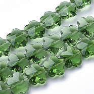 Transparent Glass Beads, Faceted, Plum Blossom, Green, 10x10x7mm, Hole: 1mm(GLAA-Q066-10mm-C06)