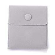 Velvet Jewelry Bags, Rectangle, Light Grey, 9.7x8.3x1.1cm(TP-F002-03)