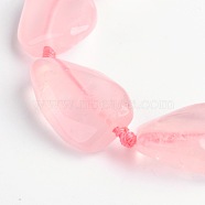 Nuggets Natural Rose Quartz Beads Strands, 25~31x17~21x7~12mm, Hole: 1mm, about 12pcs/strand, 16 inch(G-D772-04)