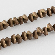 Electroplate Non-magnetic Synthetic Hematite Beads Strands, Triangle, Copper Plated, 4x5x3mm, Hole: 1mm, about 136pcs/strand, 15.5 inch(G-R208-01)