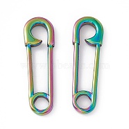 Ion Plating(IP)  304 Stainless Steel Linking Rings, Safety Pin Shape, Rainbow Color, 31x9x2.5mm(STAS-G278-34M)