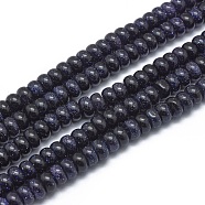 Synthetic Blue Goldstone Beads Strands, Rondelle, 6x3~4mm, Hole: 1mm, about 101pcs/strand, 15.3 inch(39cm)(G-G793-19A-02)