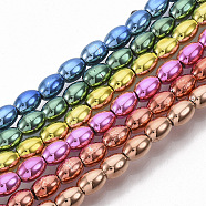 Electroplated Non-magnetic Synthetic Hematite Beads Strands, Oval, Mixed Color, 6x4mm, Hole: 1mm, about  71~72pcs/Strand, 15.75 inch(40cm)(G-S365-002B)