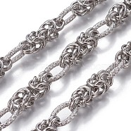 304 Stainless Steel Byzantine Chains, Unwelded, Stainless Steel Color, 13x8~8.5x2mm(CHS-P007-08P)