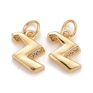 Rack Plating Eco-friendly Brass Micro Pave Clear Cubic Zirconia Charms, Long-Lasting Plated, Real 18K Gold Plated, Cadmium Free & Nickel Free & Lead Free, Letter.Z, 10x3x3mm, Hole: 3.5mm(KK-D072-01G-Z-NR)
