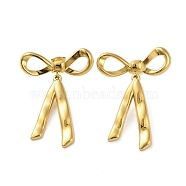 Stainless Steel Earrings, Bowknot, Real 18K Gold Plated, 41x29.5mm(EJEW-R160-07A-G)