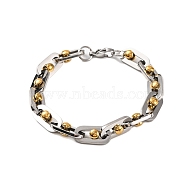 304 Stainless Steel Oval Link Chain Bracelets, with 201 Stainless Steeel Findings, Golden & Stainless Steel Color, 8-1/2 inch(21.5cm)(BJEW-B078-117B)