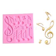 Music Note Design DIY Food Grade Silicone Molds, Fondant Molds, For DIY Cake Decoration, Chocolate, Candy, UV Resin & Epoxy Resin Jewelry Making, Random Single Color or Random Mixed Color, 108x112x10mm(AJEW-L054-43)