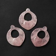 Natural Rose Quartz Pendants, Heart Wing Charms, 38x31x9mm, Hole: 1.5mm(G-G997-H07)