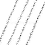Iron Textured Cable Chains, Unwelded, with Spool, Lead Free, Oval, Platinum, 5x3.5x1mm(CH-S065-P-LF)