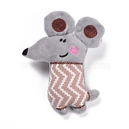 Chinese Zodiac Sign Mouse Cotton & Non-Woven & Velvet Fabric Brooch, Cartoon Doll Iron Lapel Pin for Girl Women, Dark Gray, 130x100x37mm(JEWB-A003-04)