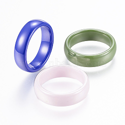 Handmade Porcelain Wide Band Rings, Size 6~9, Mixed Color, 16~19mm(RJEW-H121-21-M)