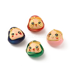 Alloy European Beads, with Enamel, Large Hole Beads, Golden, Zongzi Baby, Mixed Color, 11.5x12x10mm, Hole: 4mm(ENAM-L038-B)