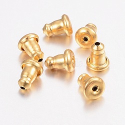 304 Stainless Steel Ear Nuts, Earring Backs, Real 18K Gold Plated, 6x5mm, Hole: 1mm(X-STAS-E149-13G)