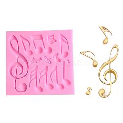 Music Note Design DIY Food Grade Silicone Molds, Fondant Molds, For DIY Cake Decoration, Chocolate, Candy, UV Resin & Epoxy Resin Jewelry Making, Random Single Color or Random Mixed Color, 108x112x10mm(AJEW-L054-43)