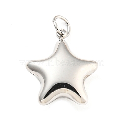 304 Stainless Steel Charms, with Jump Ring, Star Charm, Stainless Steel Color, 13x11.5x4.5mm, Hole: 3mm(STAS-P333-07P)