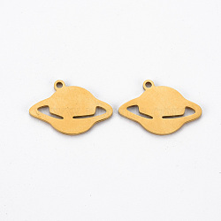 Ion Plating(IP) 201 Stainless Steel Pendants, Cut, Planet, Golden, 13.5x19x1mm, Hole: 1.4mm(STAS-Q240-058G)