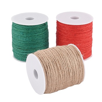 Earthy Colored Jute Cord, Jute String, Jute Twine, for DIY Macrame Crafting, Mixed Color, 2mm, 100m/roll, 3 colors, 1roll/color, 3rolls