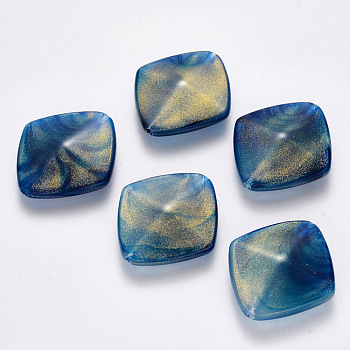 Imitation Gemstone Acrylic Beads, with Glitter Powder, Rhombus, Marine Blue, 30x27.5x11mm, Hole: 2.5mm, Diagonal Length: 30mm, Side Length: 25mm, about 134pcs/500g