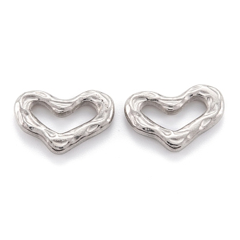 304 Stainless Steel Linking Rings, Heart, Stainless Steel Color, 14x21x3mm