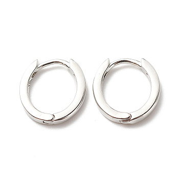 Brass Hinged Hoop Earrings for Women, Cadmium Free & Lead Free, Platinum, 15x13.5x2mm, Pin: 1mm