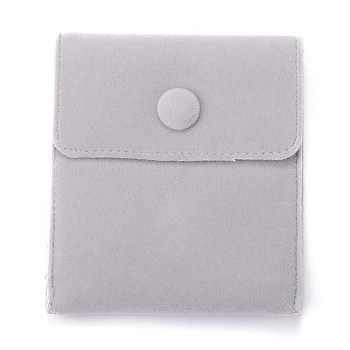 Velvet Jewelry Bags, Rectangle, Light Grey, 9.7x8.3x1.1cm