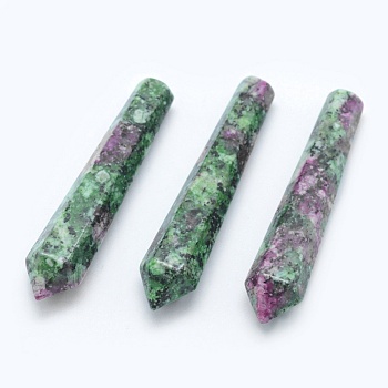 Natural Ruby in Zoisite Pointed Beads, Healing Stones, Reiki Energy Balancing Meditation Therapy Wand, Bullet, Undrilled/No Hole Beads, 50.5x10x10mm
