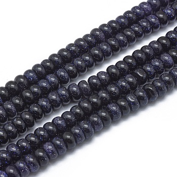 Synthetic Blue Goldstone Beads Strands, Rondelle, 6x3~4mm, Hole: 1mm, about 101pcs/strand, 15.3 inch(39cm)