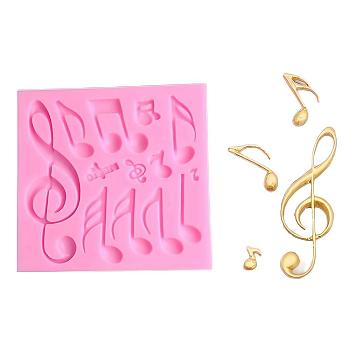 Music Note Design DIY Food Grade Silicone Molds, Fondant Molds, For DIY Cake Decoration, Chocolate, Candy, UV Resin & Epoxy Resin Jewelry Making, Random Single Color or Random Mixed Color, 108x112x10mm