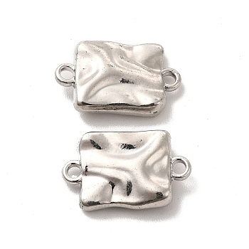 Alloy Connector Charms, Long-Lasting Plated, Cadmium Free & Lead Free, Textured Rectangle Links, Platinum, 17x11x4mm, Hole: 1.6mm
