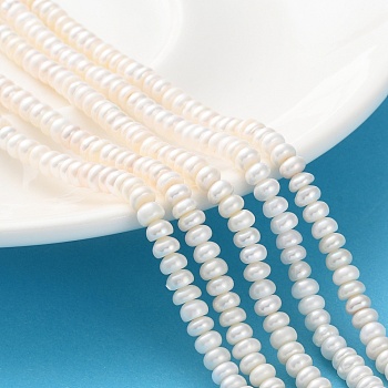 Natural Cultured Freshwater Pearl Beads Strands, Grade 6A++, Rondelle, PeachPuff, 4.5~5mm, Hole: 0.6mm, about 130pcs/strand, 14.80~14.88 inch(37.6~37.8cm)