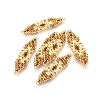 MIYUKI & TOHO Handmade Japanese Seed Beads Links, Loom Pattern, Shuttle Shape, Colorful, 50~52x13~14x1.7mm, Hole: 1.5mm