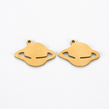 Ion Plating(IP) 201 Stainless Steel Pendants, Cut, Planet, Golden, 13.5x19x1mm, Hole: 1.4mm