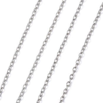 Iron Textured Cable Chains, Unwelded, with Spool, Lead Free, Oval, Platinum, 5x3.5x1mm