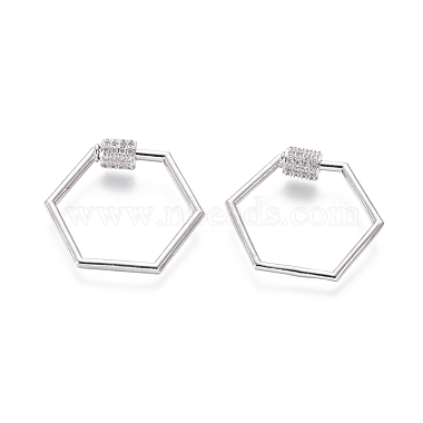 Platinum Clear Hexagon Brass+Cubic Zirconia Locking Carabiner