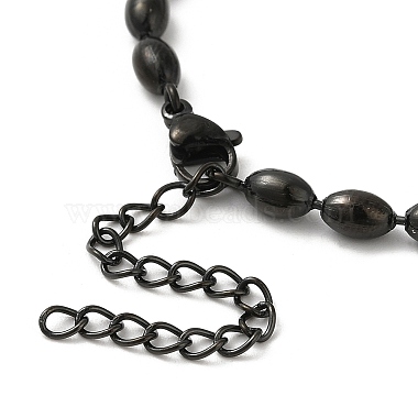 placage ionique (ip) 304 bracelets à chaîne à billes ovales en acier inoxydable pour femmes(BJEW-C046-01B)-3
