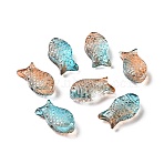 Transparent Spray Painted Glass Beads, Fish, Orange, 15x8x5mm, Hole: 1mm(X1-GLAA-I050-10D)