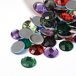 Imitation Taiwan Acrylic Rhinestone Flat Back Cabochons, Faceted, Half Round/Dome, Mixed Color, 14x4.5mm, 500pcs/bag(GACR-D002-14mm-M)