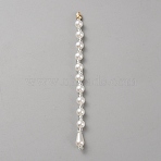 Glass Pearl Beaded Pendant, Tassel, White, 110x6mm, Hole: 1.4mm(FIND-TAC0016-41B-01)